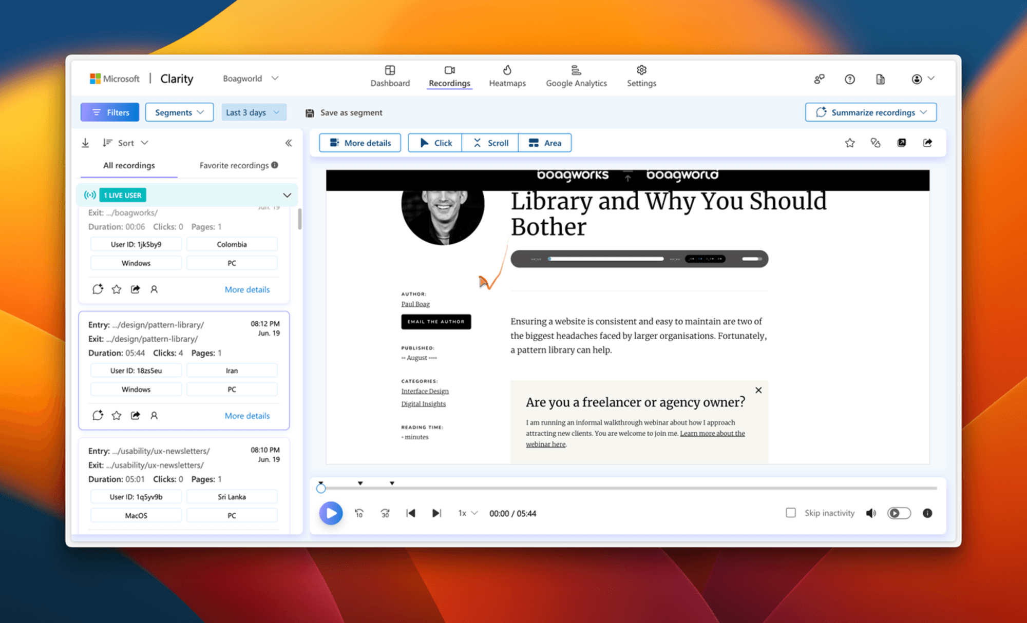 Bản ghi phiên làm việc có giá trị trong việc xác định các vấn đề cụ thể trong giao diện.